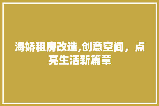 海娇租房改造,创意空间，点亮生活新篇章