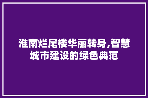 淮南烂尾楼华丽转身,智慧城市建设的绿色典范