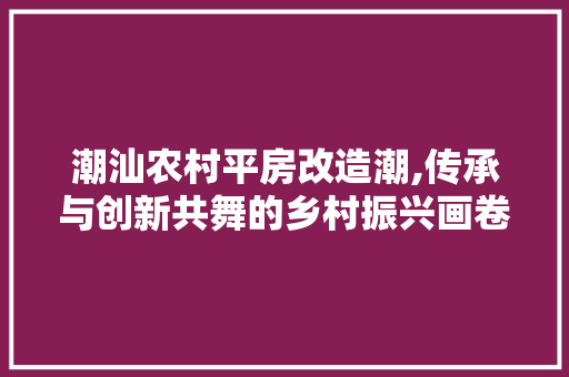 潮汕农村平房改造潮,传承与创新共舞的乡村振兴画卷