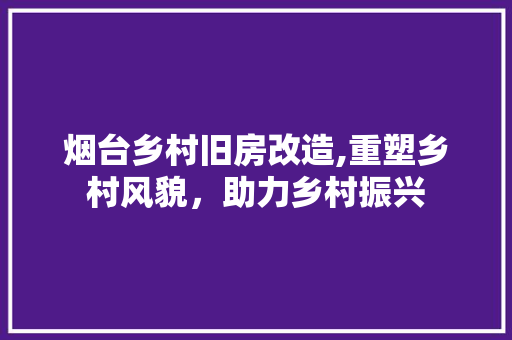烟台乡村旧房改造,重塑乡村风貌，助力乡村振兴