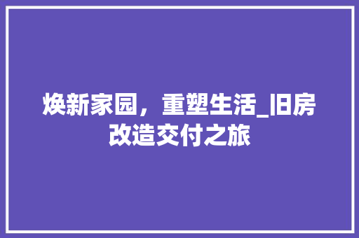 焕新家园，重塑生活_旧房改造交付之旅