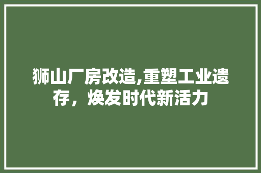 狮山厂房改造,重塑工业遗存，焕发时代新活力