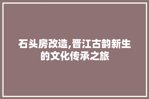 石头房改造,晋江古韵新生的文化传承之旅