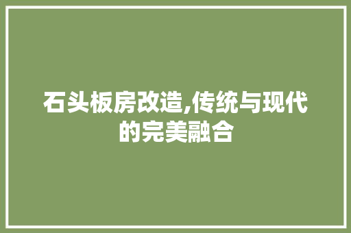 石头板房改造,传统与现代的完美融合