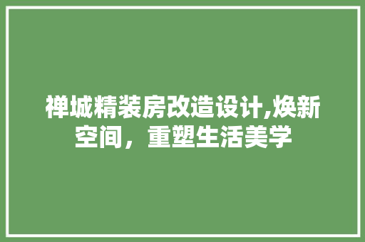 禅城精装房改造设计,焕新空间，重塑生活美学