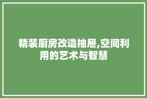 精装厨房改造抽屉,空间利用的艺术与智慧