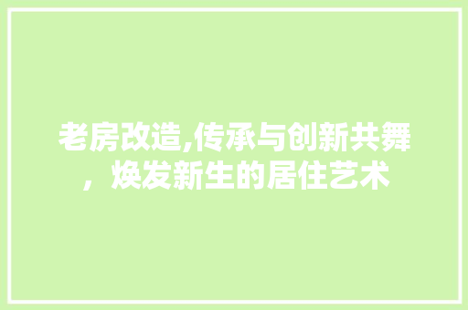 老房改造,传承与创新共舞，焕发新生的居住艺术