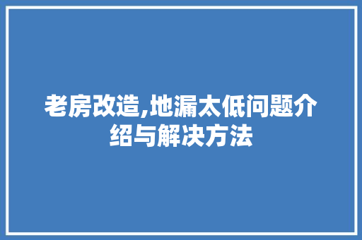 老房改造,地漏太低问题介绍与解决方法