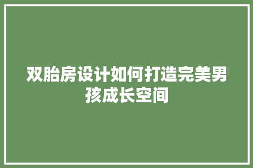 双胎房设计如何打造完美男孩成长空间
