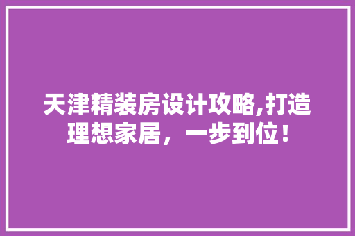 天津精装房设计攻略,打造理想家居，一步到位！