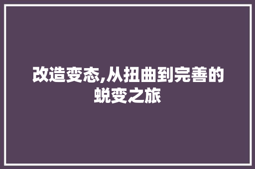 改造变态,从扭曲到完善的蜕变之旅