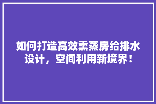 如何打造高效熏蒸房给排水设计，空间利用新境界！