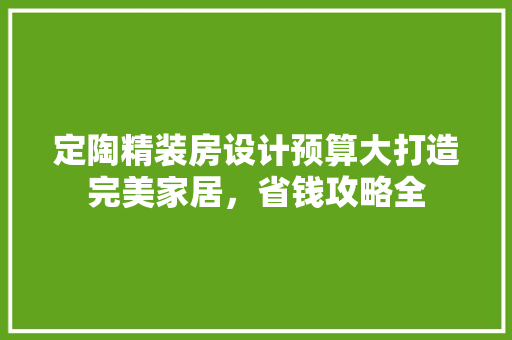 定陶精装房设计预算大打造完美家居，省钱攻略全