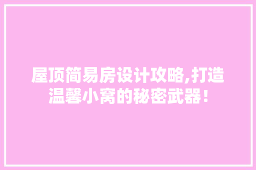 屋顶简易房设计攻略,打造温馨小窝的秘密武器！