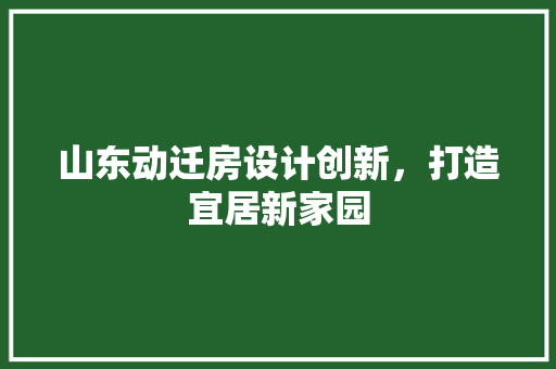 山东动迁房设计创新，打造宜居新家园