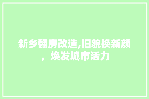 新乡翻房改造,旧貌换新颜，焕发城市活力