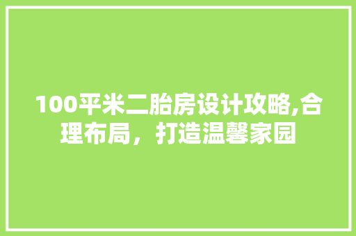 100平米二胎房设计攻略,合理布局，打造温馨家园