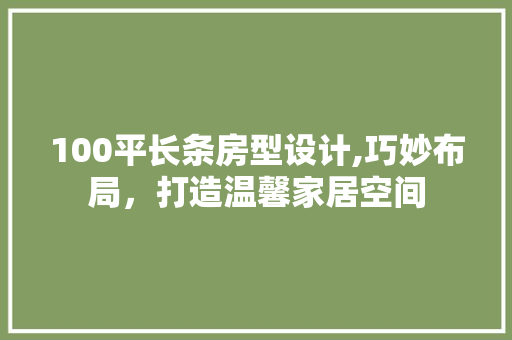 100平长条房型设计,巧妙布局，打造温馨家居空间
