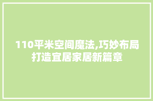 110平米空间魔法,巧妙布局打造宜居家居新篇章