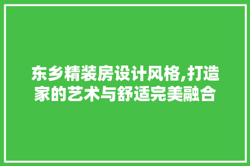东乡精装房设计风格,打造家的艺术与舒适完美融合
