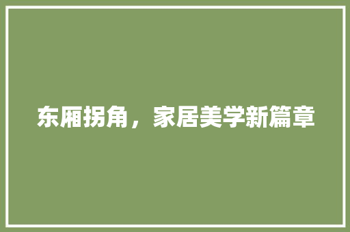东厢拐角，家居美学新篇章