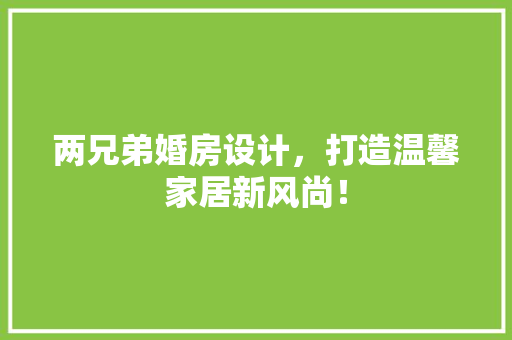 两兄弟婚房设计，打造温馨家居新风尚！