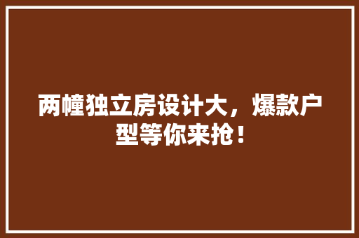 两幢独立房设计大，爆款户型等你来抢！