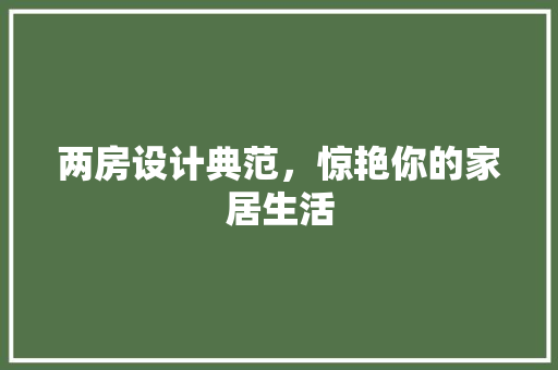两房设计典范，惊艳你的家居生活