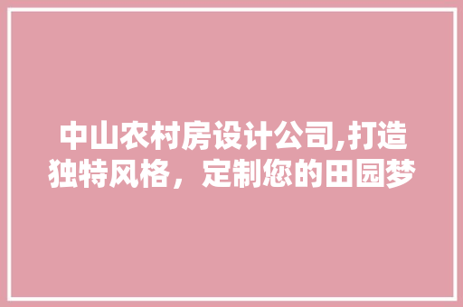 中山农村房设计公司,打造独特风格，定制您的田园梦想