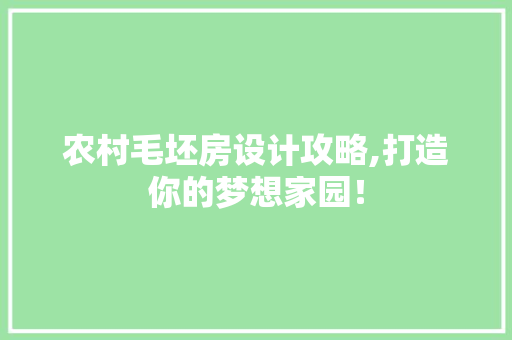 农村毛坯房设计攻略,打造你的梦想家园！