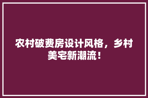 农村破费房设计风格，乡村美宅新潮流！