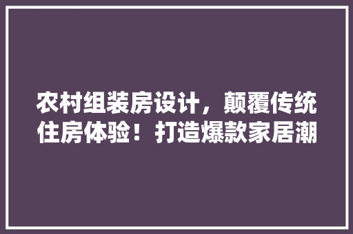 农村组装房设计，颠覆传统住房体验！打造爆款家居潮流新趋势！