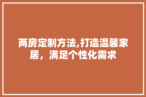 两房定制方法,打造温馨家居，满足个性化需求