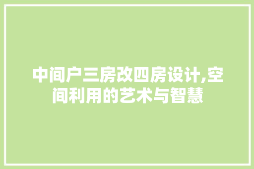 中间户三房改四房设计,空间利用的艺术与智慧