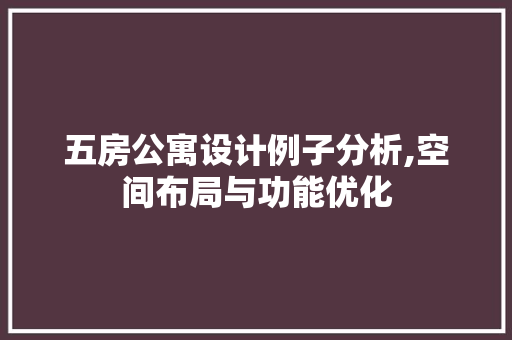五房公寓设计例子分析,空间布局与功能优化