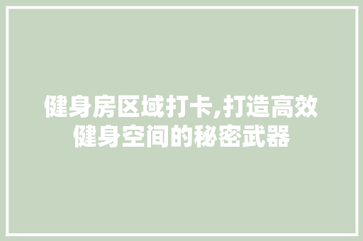 健身房区域打卡,打造高效健身空间的秘密武器
