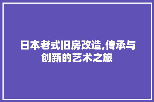 日本老式旧房改造,传承与创新的艺术之旅