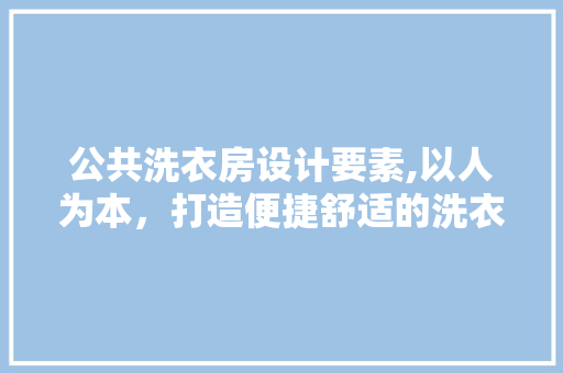 公共洗衣房设计要素,以人为本，打造便捷舒适的洗衣空间