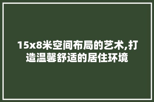 15x8米空间布局的艺术,打造温馨舒适的居住环境