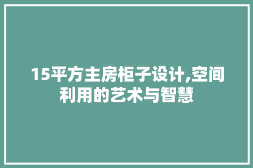 15平方主房柜子设计,空间利用的艺术与智慧