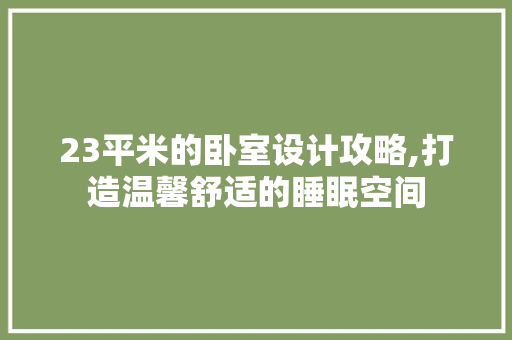 23平米的卧室设计攻略,打造温馨舒适的睡眠空间