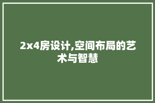 2x4房设计,空间布局的艺术与智慧