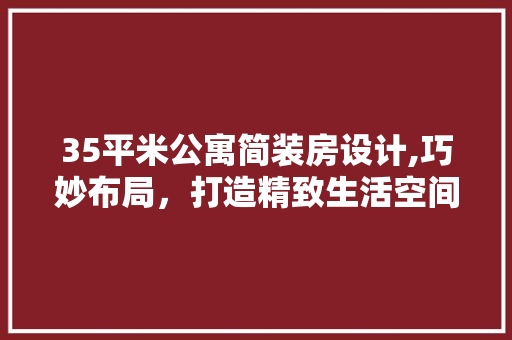35平米公寓简装房设计,巧妙布局，打造精致生活空间