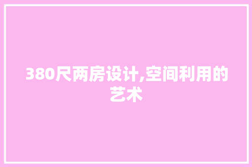 380尺两房设计,空间利用的艺术