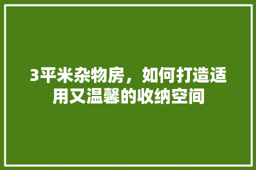 3平米杂物房，如何打造适用又温馨的收纳空间