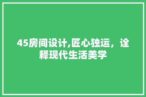 45房间设计,匠心独运，诠释现代生活美学