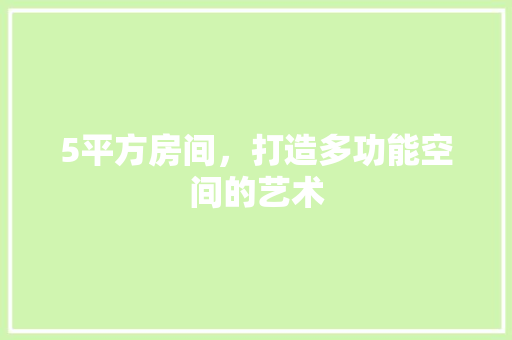 5平方房间，打造多功能空间的艺术