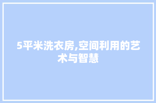 5平米洗衣房,空间利用的艺术与智慧