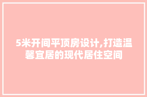 5米开间平顶房设计,打造温馨宜居的现代居住空间