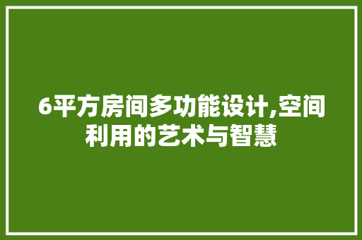 6平方房间多功能设计,空间利用的艺术与智慧